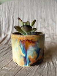 Image 1 of Chocolate Soldier kalanchoe in Handmade Glazed Pot