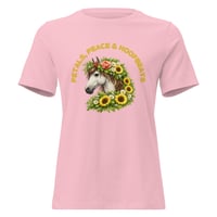 Image 4 of Women's Relaxed T-Shirt, Petals, Peace and Hoofbeats Horse Tee