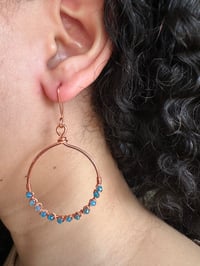 Image 2 of Blue Apatite Hoop Earrings