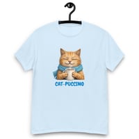 Image 1 of Cat-puccino Cozy Cat Coffee Graphic Unisex T-Shirt