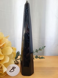Image 11 of 8" Black Onyx Agate Tower Natural Healing Crystal 2 Styles
