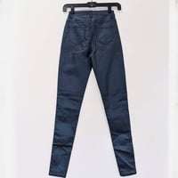 Image 3 of Women’s JC & JQ Navy Blue Shimmery Coated Skinny Jeans