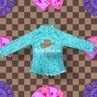 Turquoise crush mesh long sleeve 
