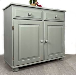 Image of Vintage Pine Neutral Painted Sideboard Cupboard
