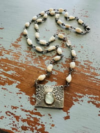 Image 2 of Baroque Pearl Necklace With Aquamarine Pendant