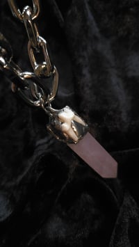 Image 8 of Fox tooth and rose quartz chunky chain 