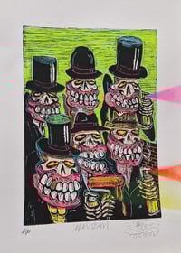 MEAN Team Hand embellished Linocut A/p