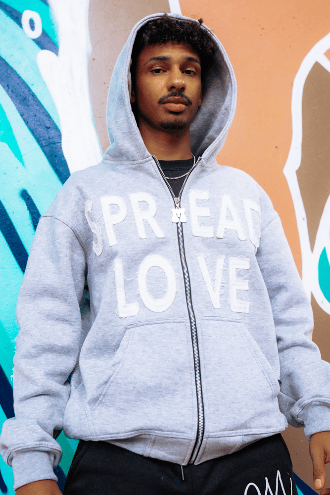 Image of “Spread Love” Zip Hoodie (Gray)
