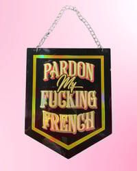 Image 1 of Pardon my Fucking French hanging pennant plaque