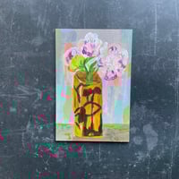 Image 1 of Peony Buds in 70s Pottery Vase.