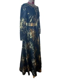 Image 6 of Miss MEHIR Dress 1970s Style Evening Maxi Gold & Black Floral Size S