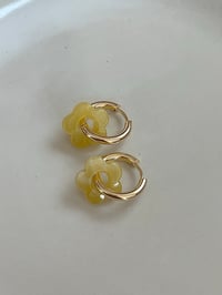Image 1 of Yellow Flower Huggies 18k Gold Plated