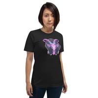 Image 1 of Pink Purple and Aquamarine Baphomet Goat Head Unisex t-shirt