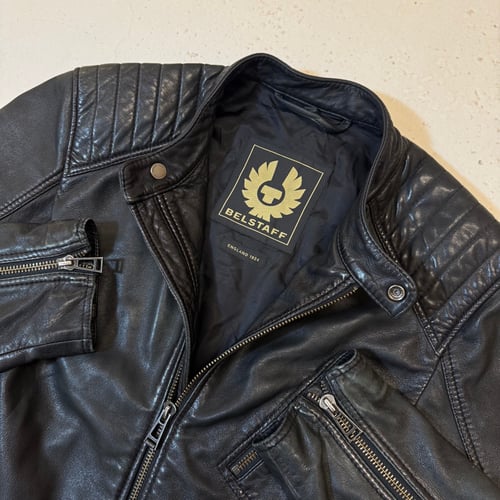 Image of Belstaff Leather Biker Jacket, Size Large