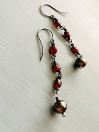 Image 4 of pearl and garnet earrings