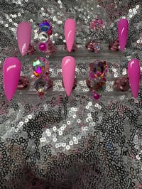 Image 2 of  Pink queens stiletto press on nails