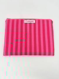 Image 3 of Pochette grand format LA SPACIEUSE coton rayé rose et rouge