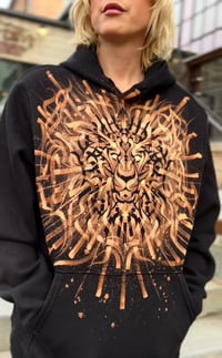 Image 2 of “Beautiful Beast” Calligraphy Hoodie -Handpainted bleach art on unisex hoodie - size L - 1of1