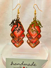 Image 3 of Handcrafted Resin Dragon Head Earrings 