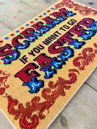 Image 3 of Scream if you want to go faster needlepoint kit 