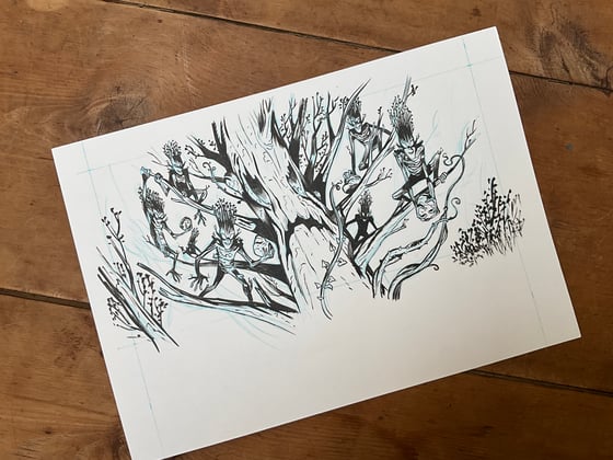 Image of The possesed tree. Original art for the Witchcraft game.
