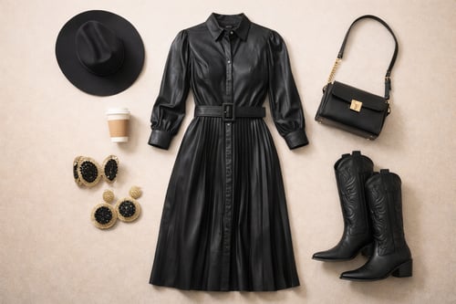 Image of Sincerely Ours Black Vegan Leather Dress
