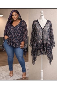 Image 1 of New Sz 18/20 Lane Bryant Sheer Floral Top #801*8