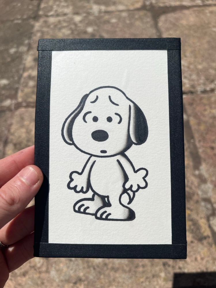 Image of “Nothing Left” Snoopy 6x4 tape framed original 
