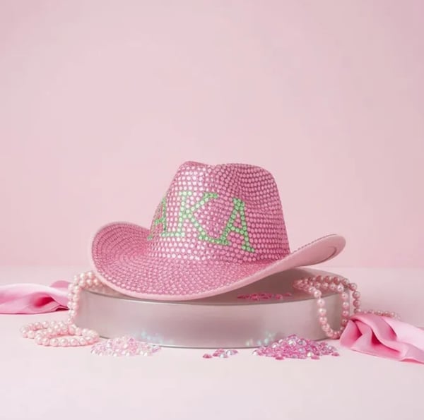 Image of Glam Goddess Pink & Green Rhinestone Fedora Hat