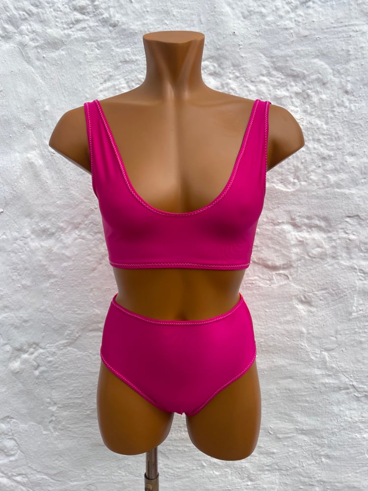 Image of Bikini alto Fucsia-Mandarina