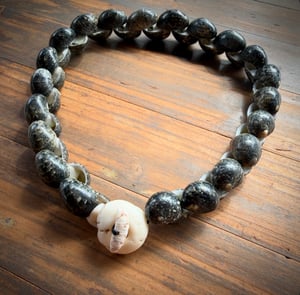 Image of Speckled Kupe'e necklace with puka and cowrie lip clasp 22 inch
