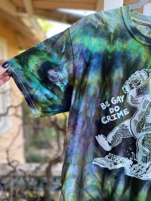 Image of MEDIUM Godzilla Be Gay Do Crime Tie Dye Shirt 4