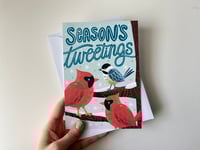 Image 1 of Seasons Tweeting Holiday Greeting Card | Cardinal and Chickadee