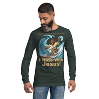 Image 16 of I Ride With Jesus Surfing Dark Unisex Long Sleeve Tee