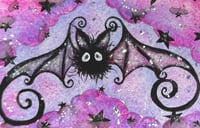 ‘Pink & Purple Soot Bat’ Embellished Art Print