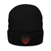 Image 1 of Flaming Heart Ribbed knit beanie