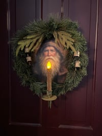 Image 1 of #6... Olde 1802 Santa Wreath ~ Sconce~ Candle ~