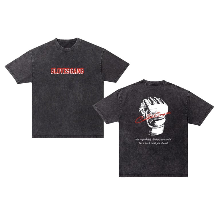 GLOVES GANG HEAVYWEIGHTPIGMENT TEE'S “FADED BLACK“