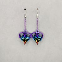 Inverted Rainbow Chainmaille Heart Earrings Copy
