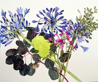 Image 1 of Agapanthus bouquet unframed original gouache painting