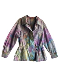 Image 4 of XS Cotton Twill Utility Jacket in Pastel Watercolor Ice Dye