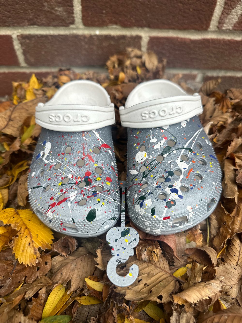 Image of Custom Painted Grey Kid Crocs by Phillip Simpson 