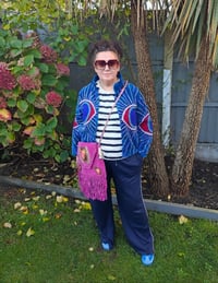 Image 1 of Wanderlust - Velvet evil eye protection jacket - bright blue 6-12 uk