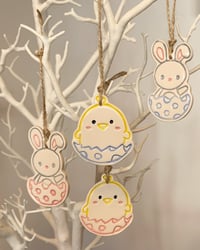Image 1 of Ceramic Easter Bunnies and Easter Chicks decorations