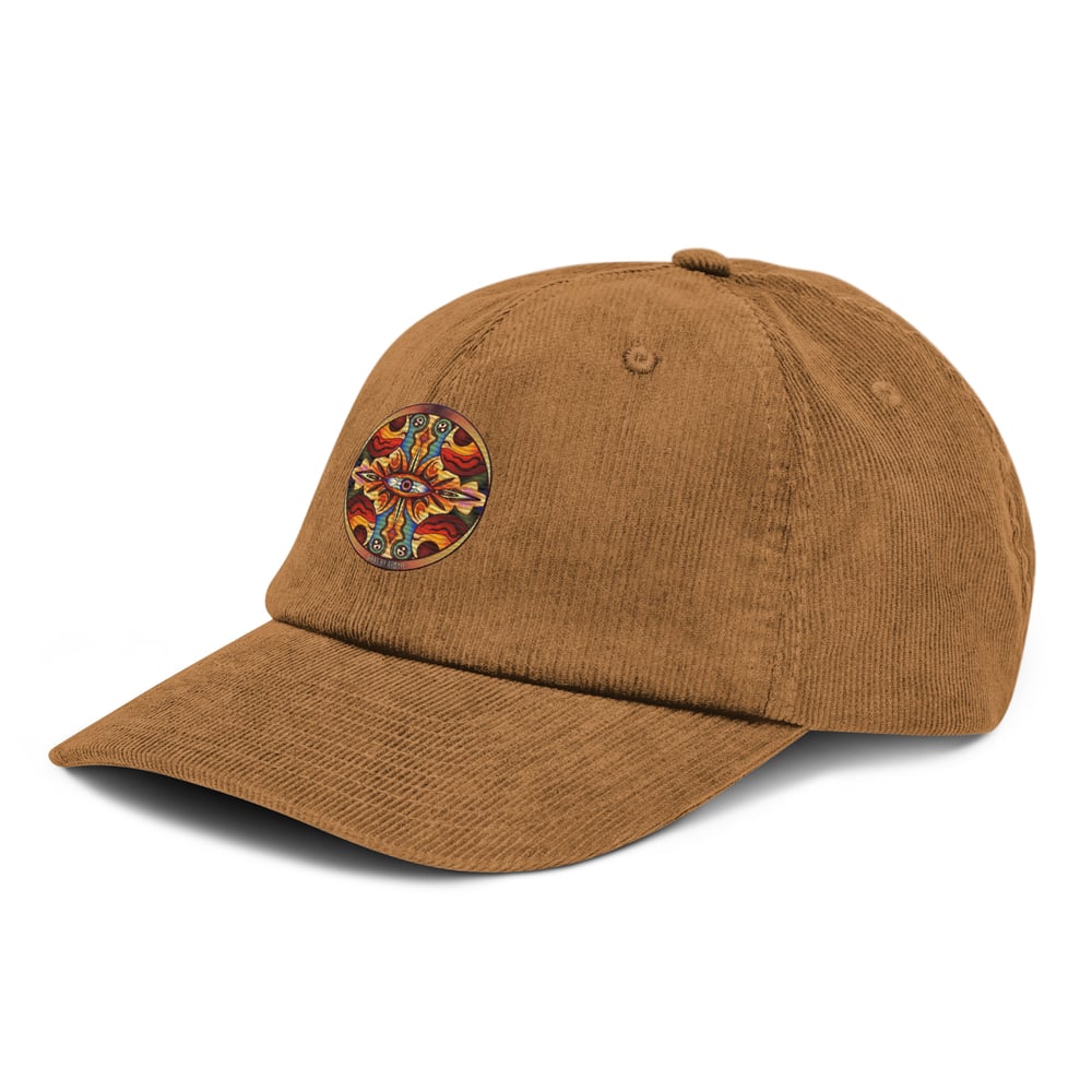 Image of Trippy Eye Corduroy Cap - Camel