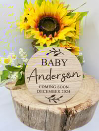 Baby, Pregnancy Announcement Wooden Disc