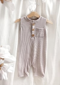 Image 1 of Baby Boy Onesie for Photoshoot | Jeremy | neutral beige |9-12 months | ribbed fabric