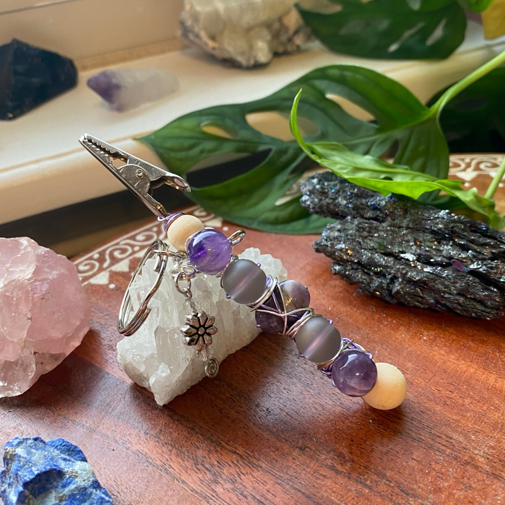 Image of purple petal clip keychain 