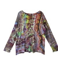 Image 2 of 3XL Ladies Long-Sleeve Stretch Tee in Bold Geode Ice Dye