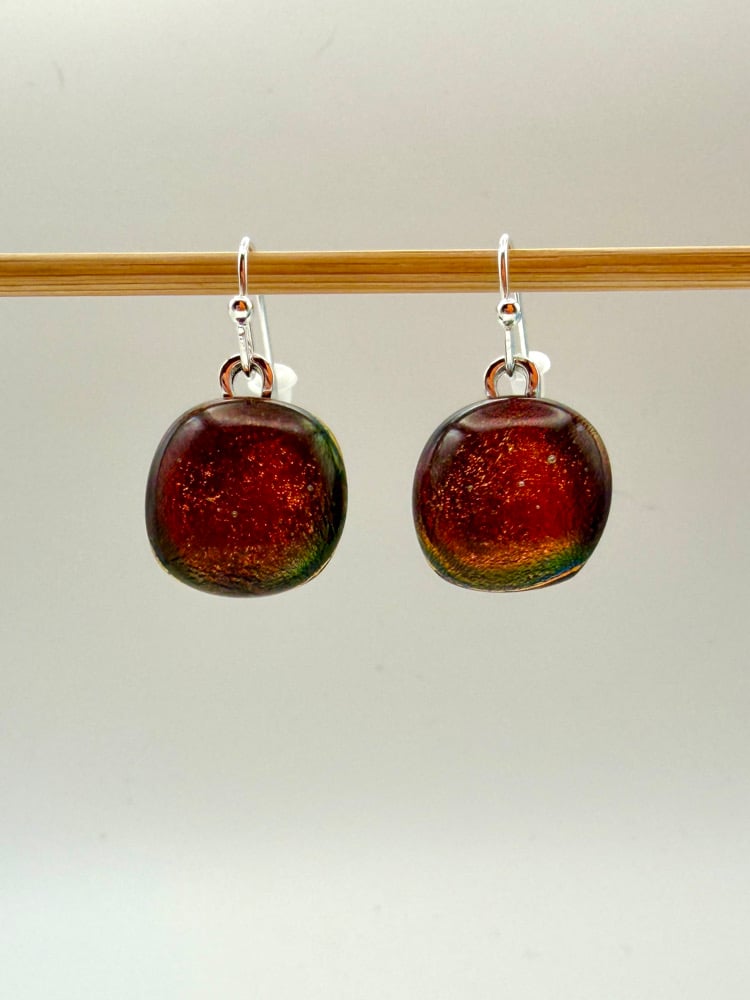 Image of Small dichroic fused glass drop earrings